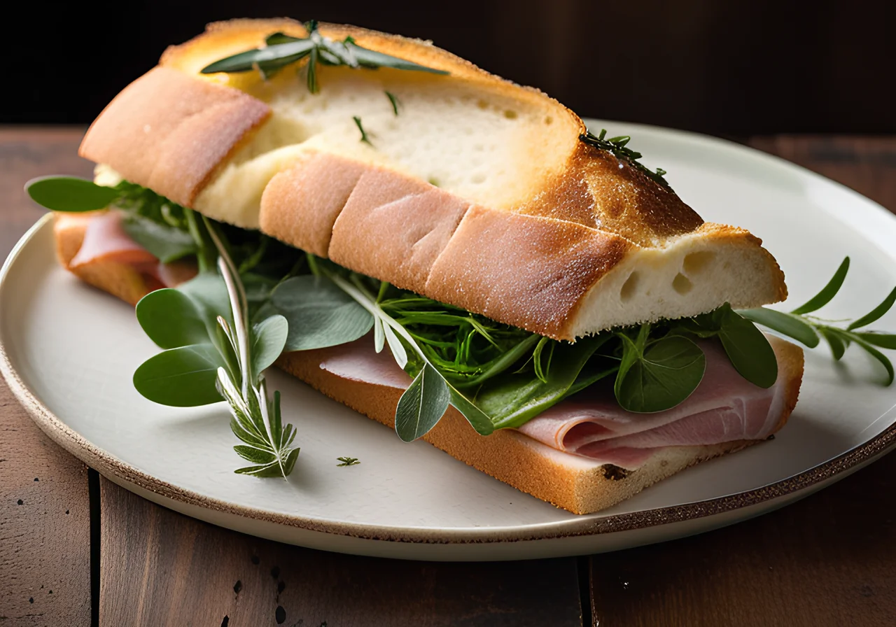 Ciabatta Sandwich with Arugula and Schnitzel