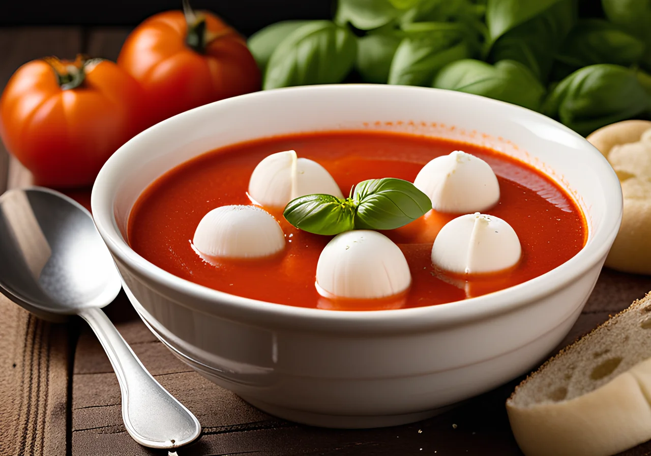 Tomato Soup with Cheese and Herb Bread