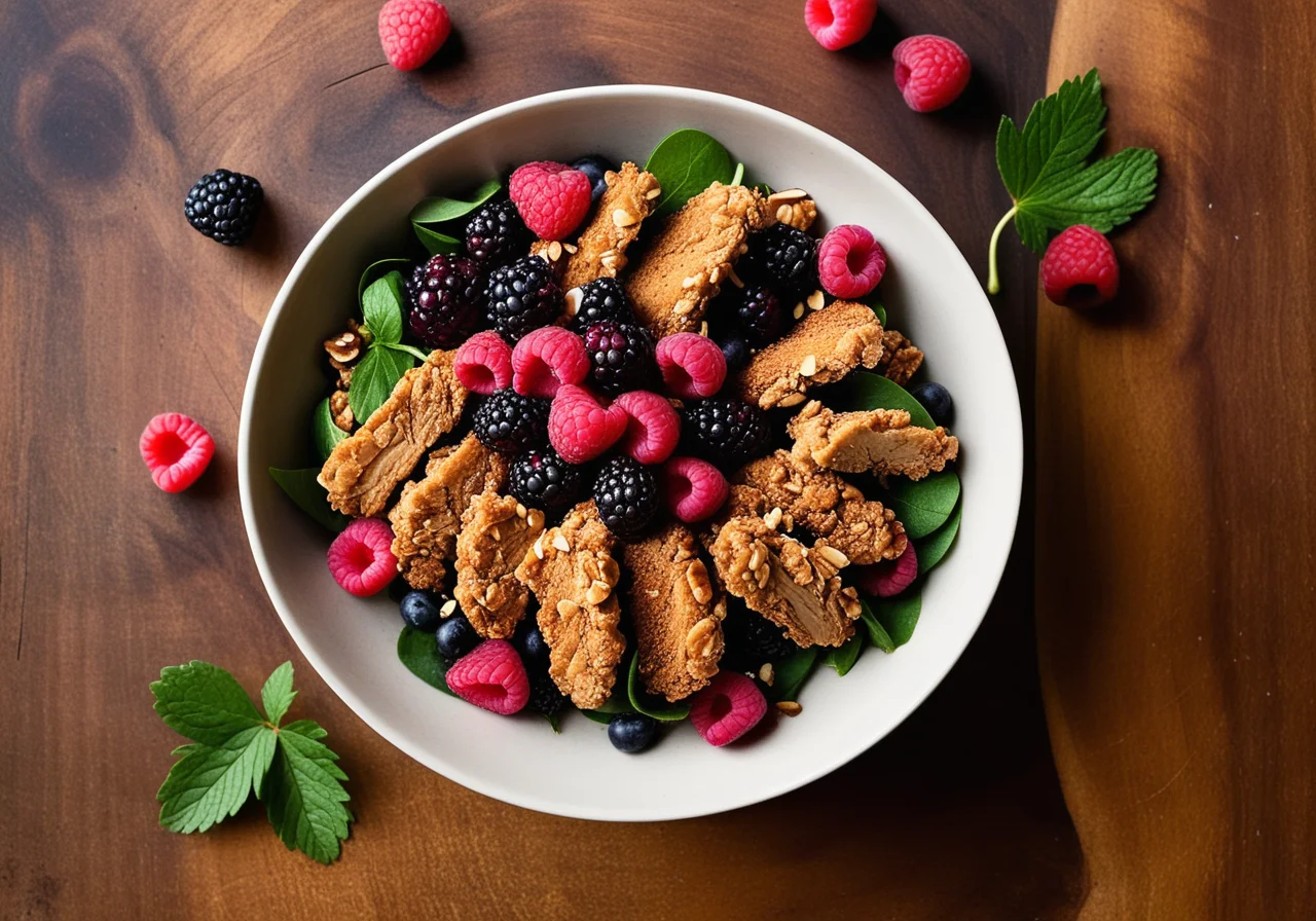 Salad with Blackberries and Pan‑fried Chicken