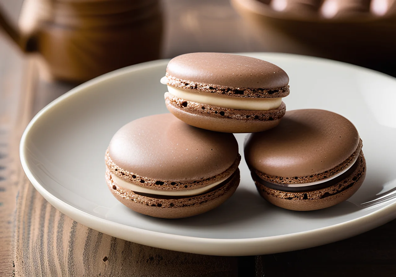 Mocha Macarons with Filling