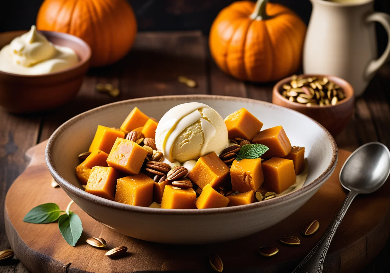 Roasted Pumpkin with Vanilla Ice Cream