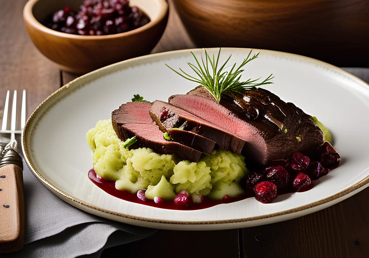 Venison Roast with Mashed Celery Root