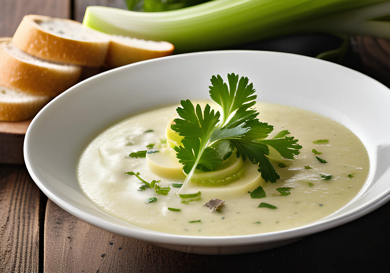 Celery Soup with Blue‑Veined Cheese Crostini