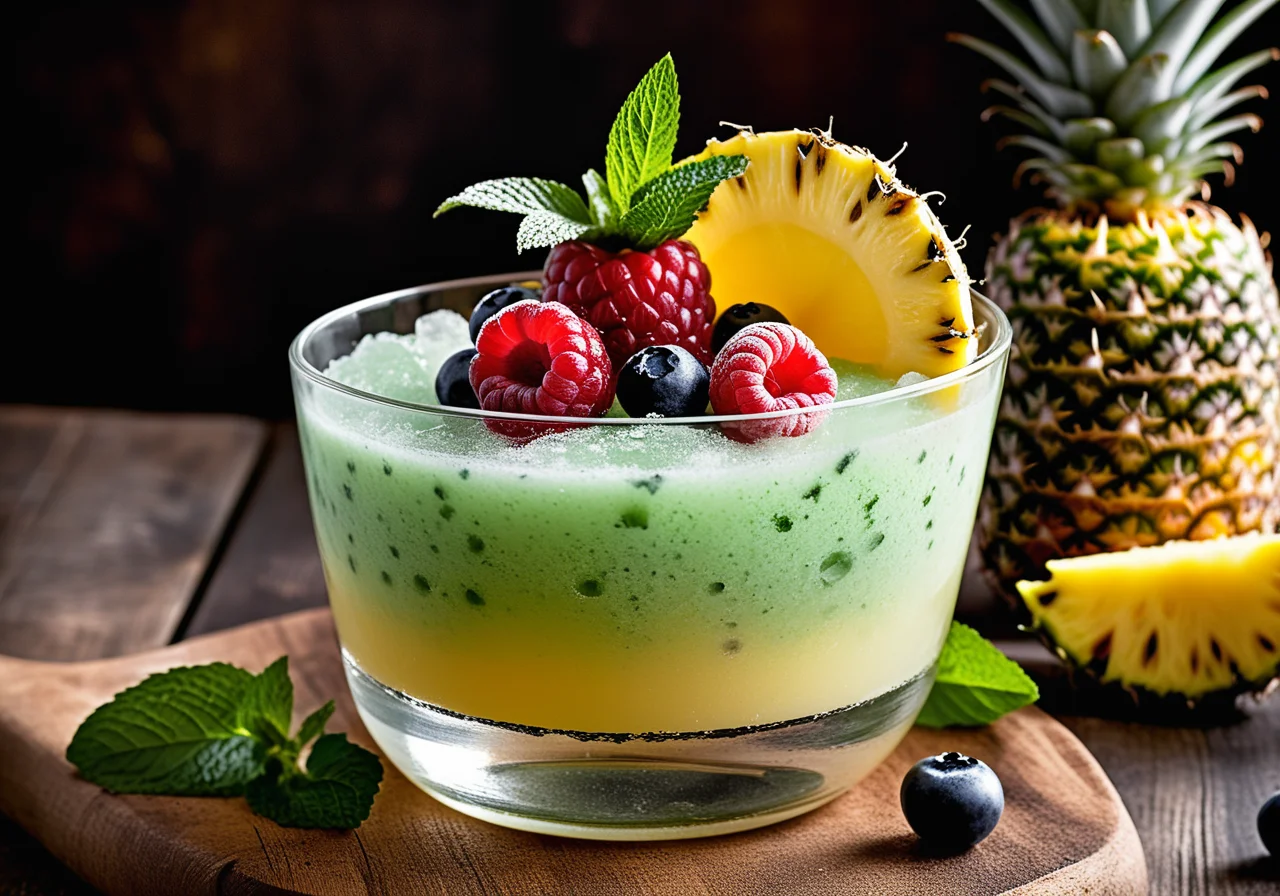 Mint Granita with Pineapple Juice