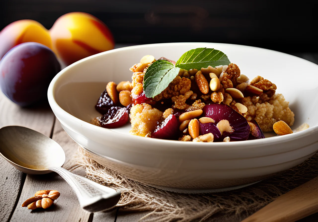 Plum Crumble with Pine Nuts