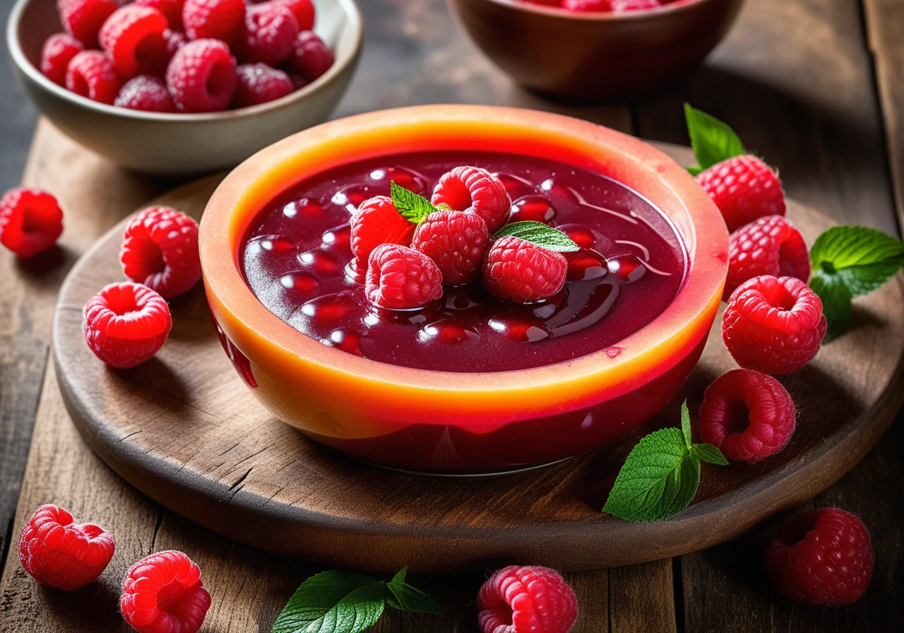 Layered Raspberry Cantaloupe Jam