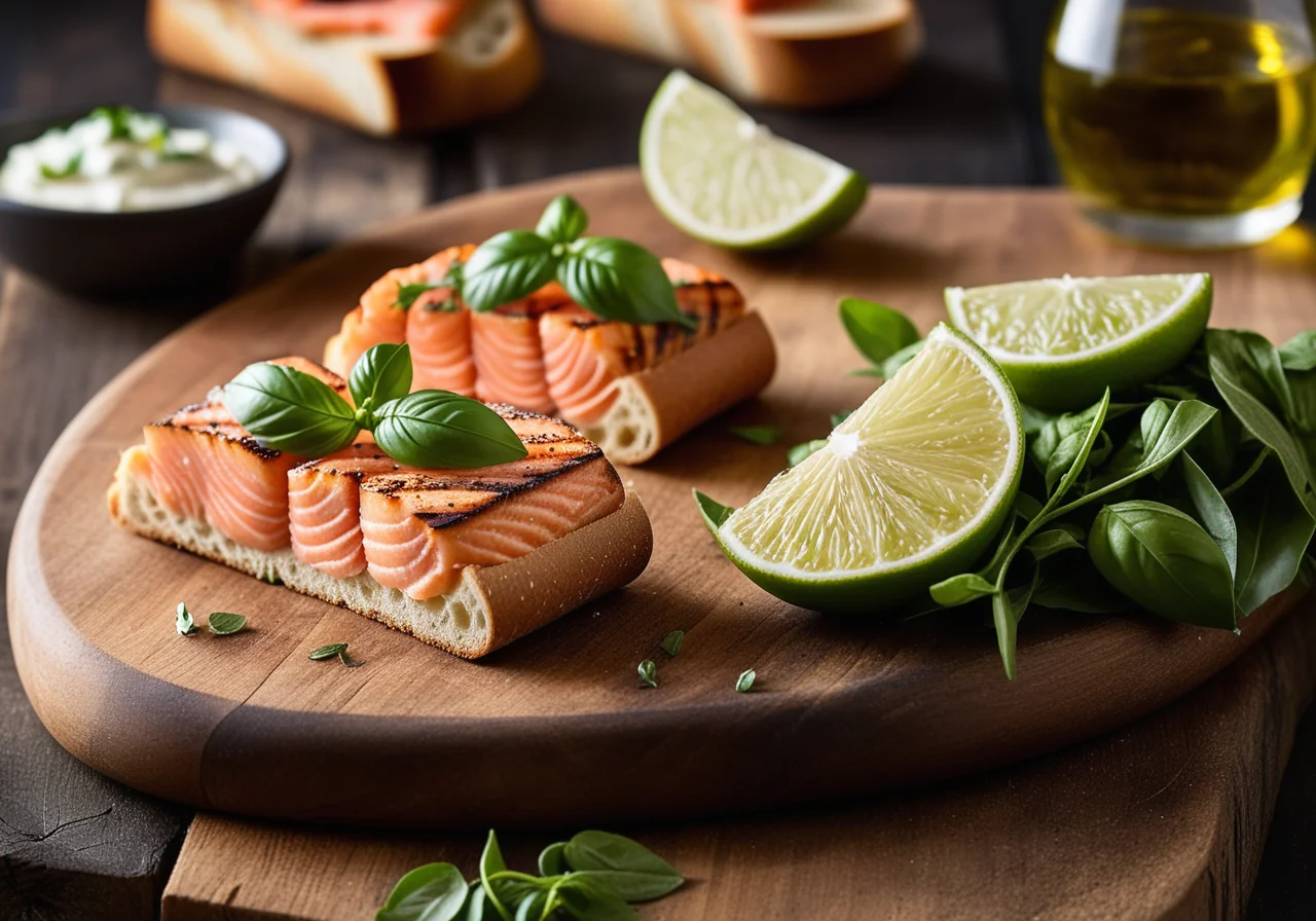 Salmon with Grilled Bread