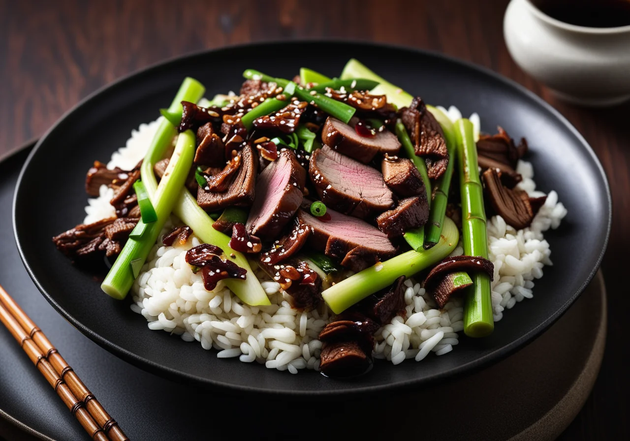 Chinese Pork Stir-Fry with Morels and Leek