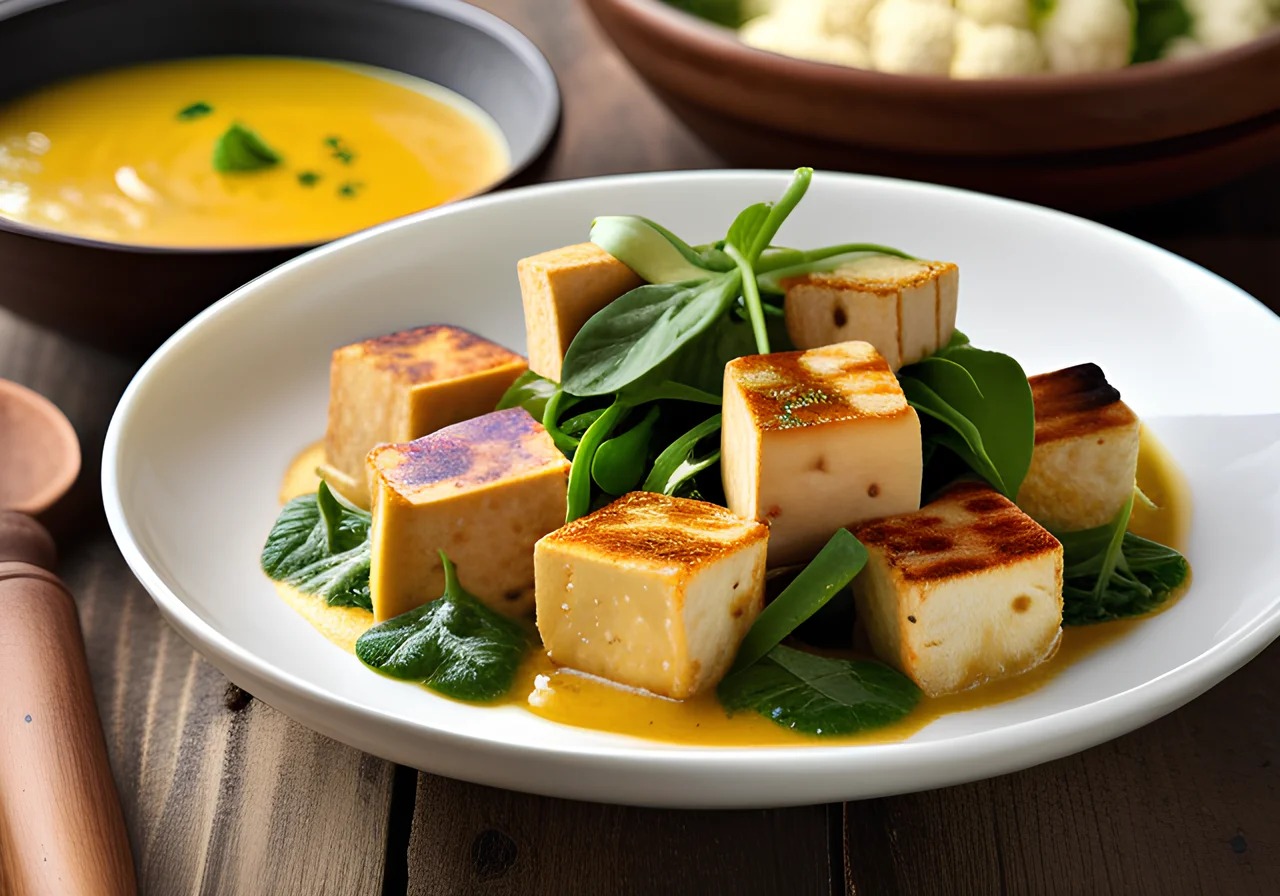 Korma Tofu with Cauliflower and Lentils