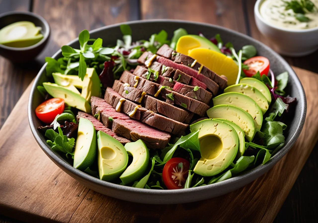 Beef salad with avocado