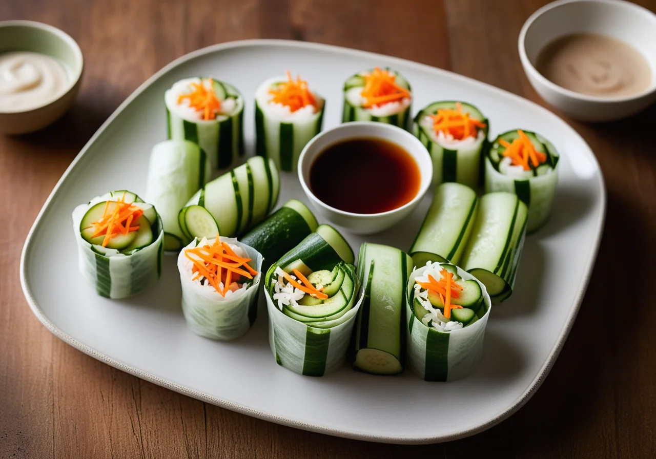 Rice Paper Rolls Filled with Fresh Veg