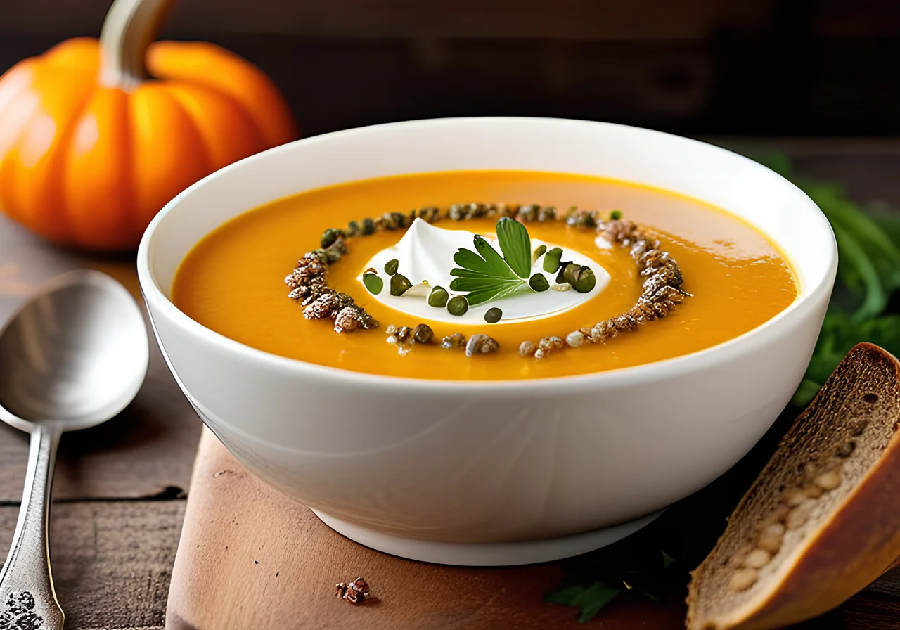Creamy Pumpkin Soup with Buckwheat