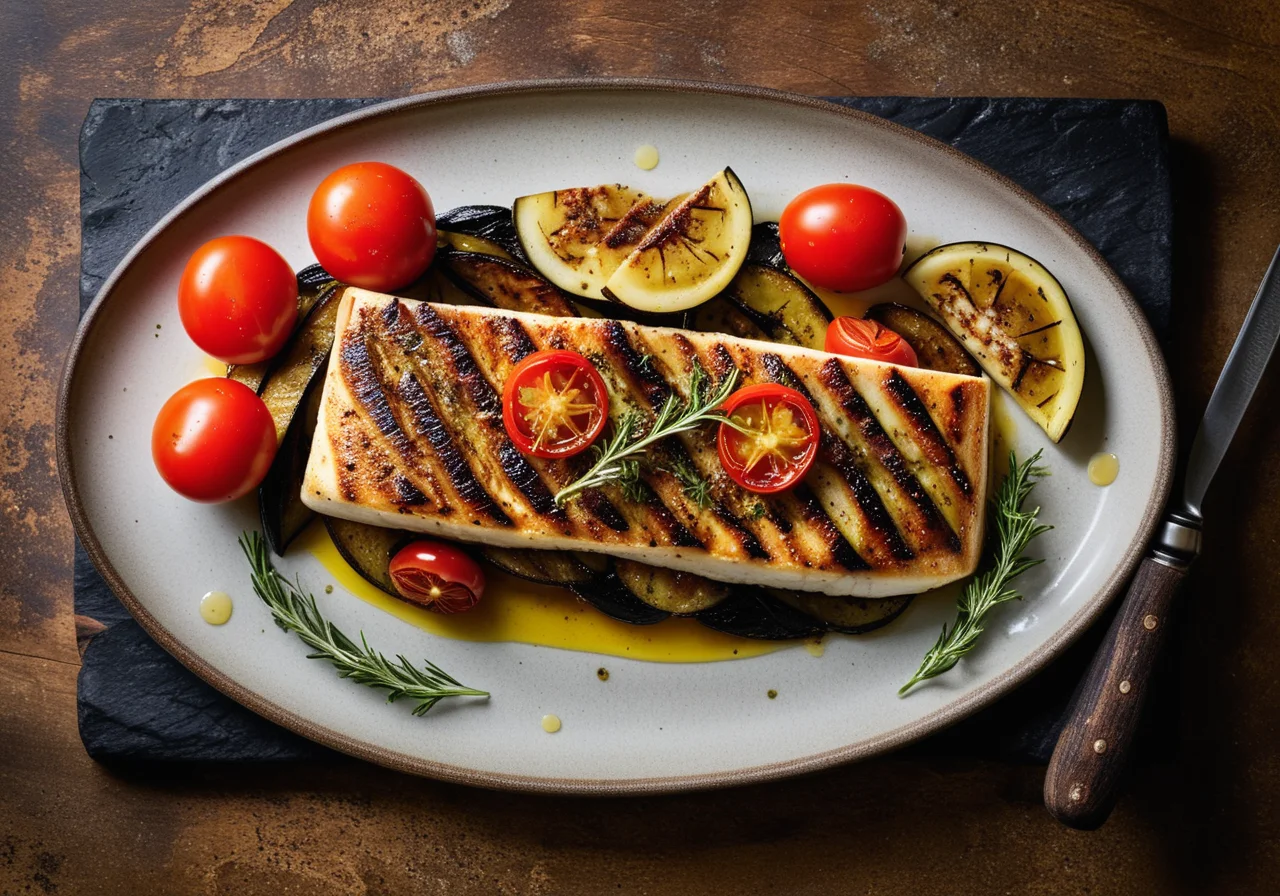 Sea bass with grilled vegetables