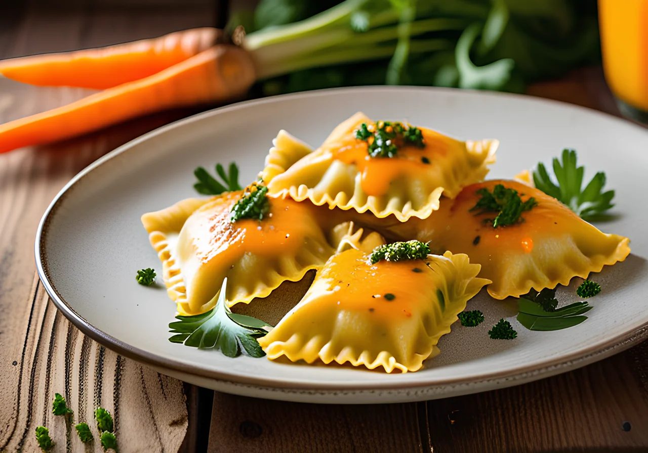 Spinach Ravioli with Carrots