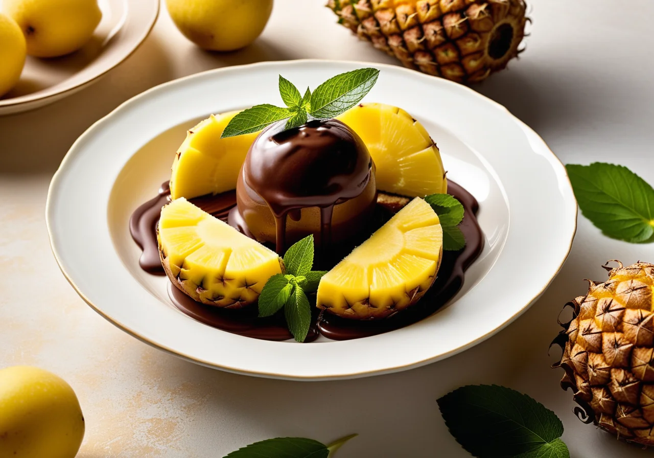 Maroniecken with Pineapple and Chocolate Ice Cream