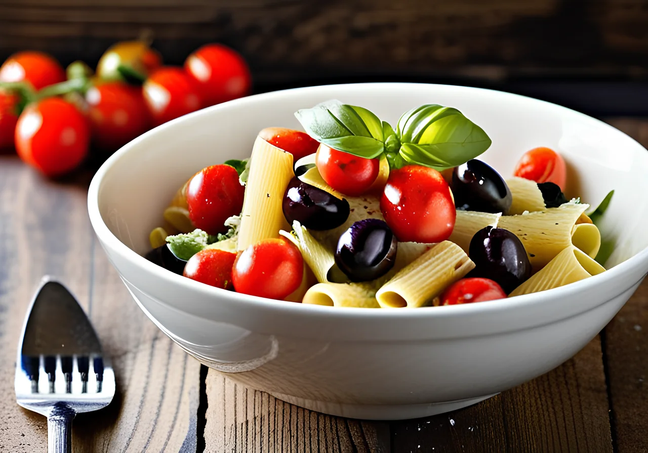 Pasta Salad with Anchovies, Capers, Olives and Parmesan