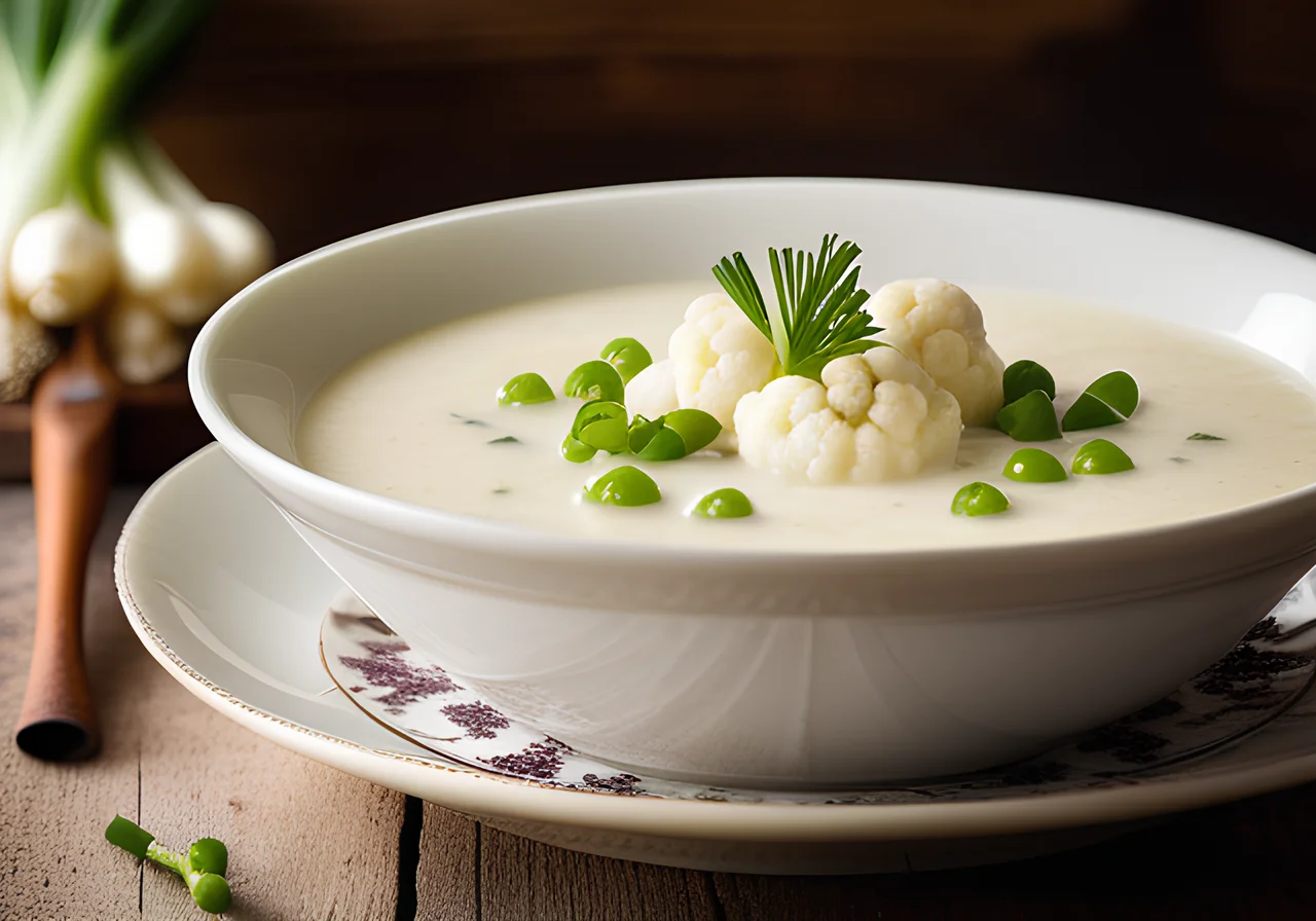 Cauliflower Cream Soup with Spring Onions