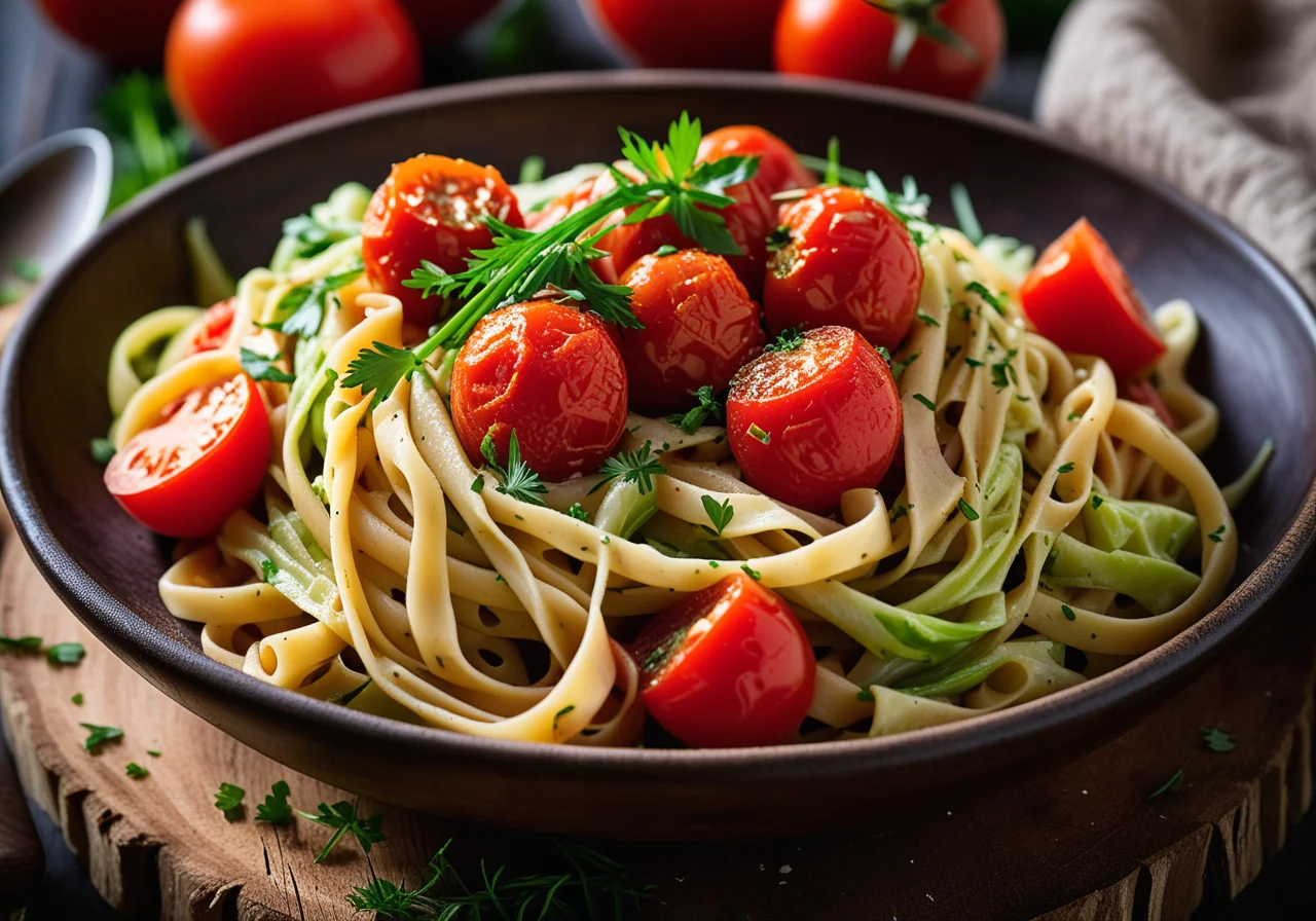 Cabbage Pasta with Tomato Sauce