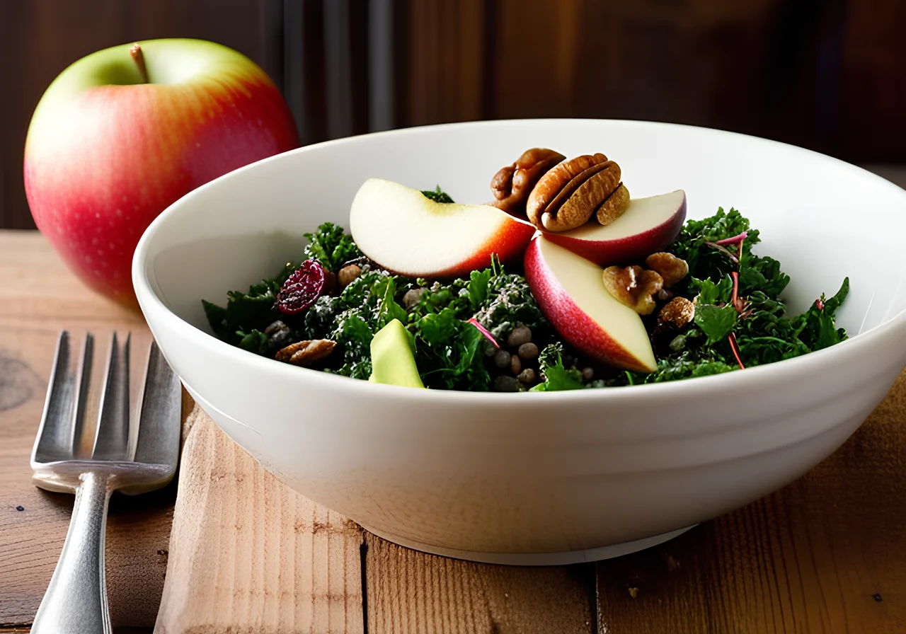 Lentil Kale Salad with Avocado