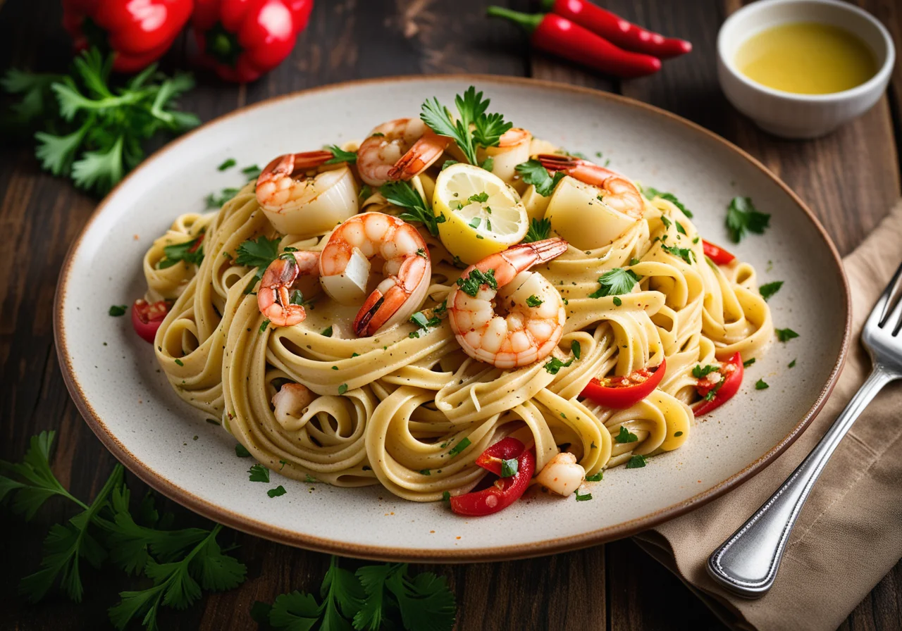Artichoke Pasta with Seafood