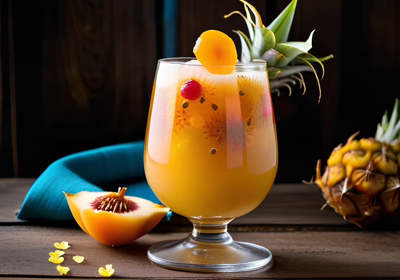 Drivers' Drink with Pineapple, Banana and Blue Curacao