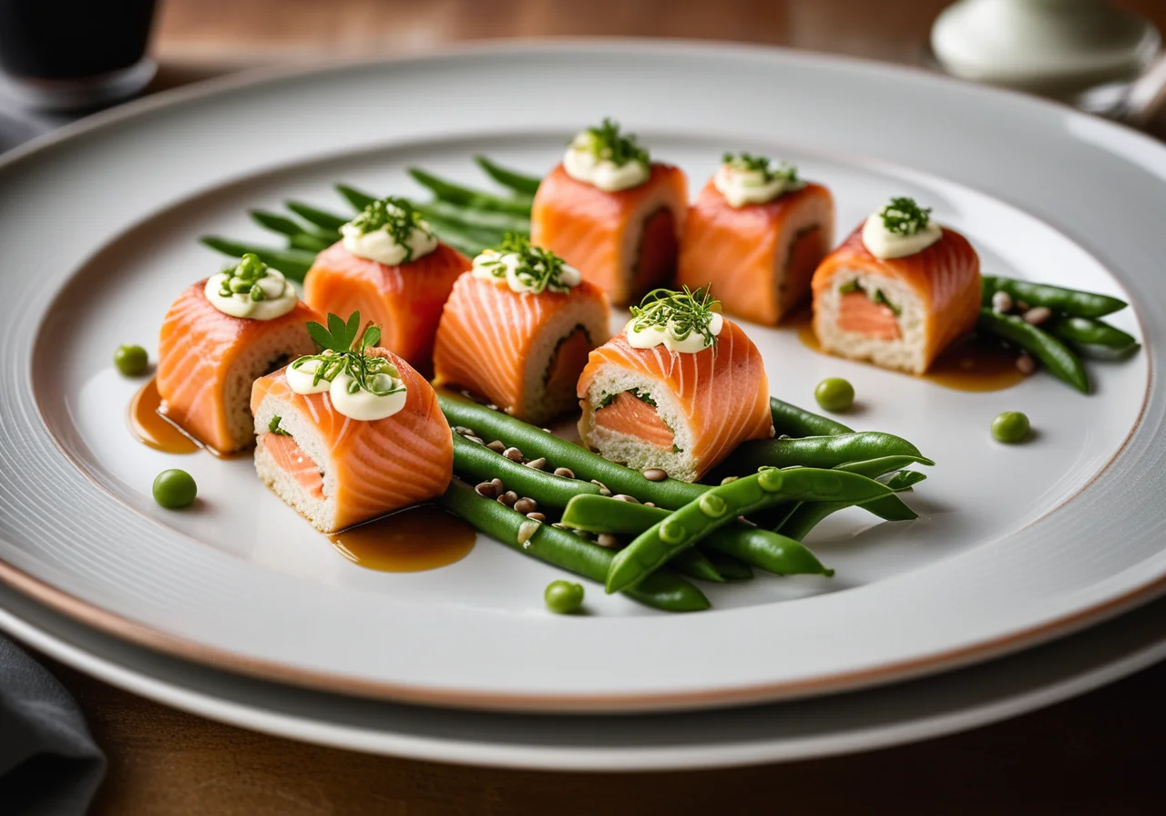 Salmon Rolls with Beans
