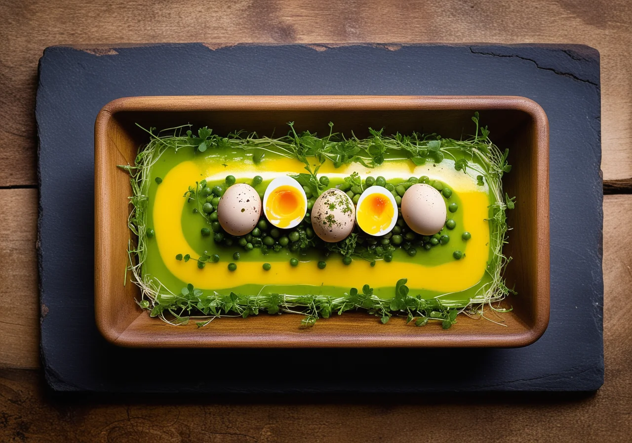 Pea Terrine with Quail Eggs
