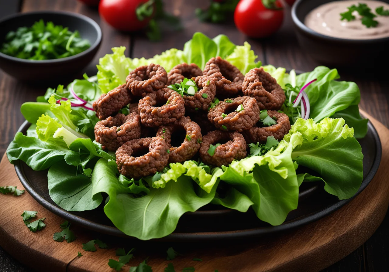 Ground Meat in Lettuce Leaf