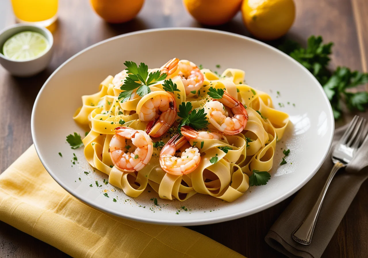 Tagliatelle with Shrimp Lime Sauce
