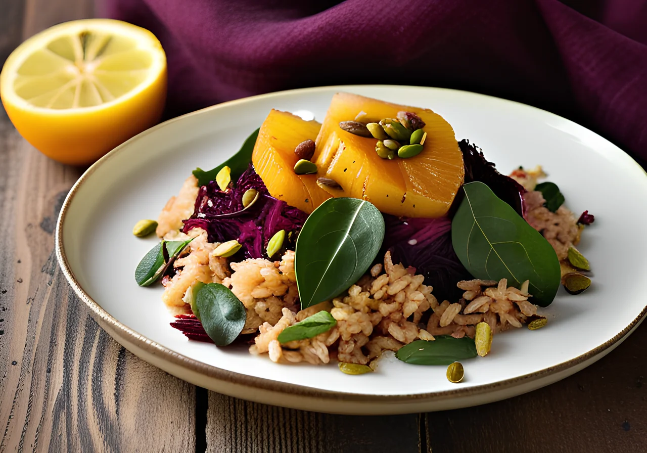 Roasted Rutabaga with Beet-Spiced Rice