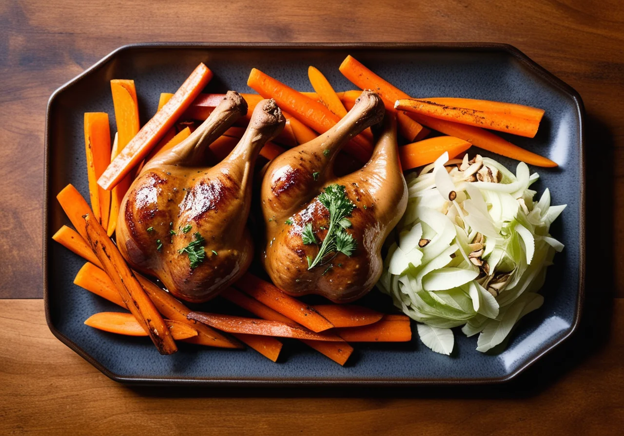 Duck Leg in Chili Peanut Coating and Vegetables