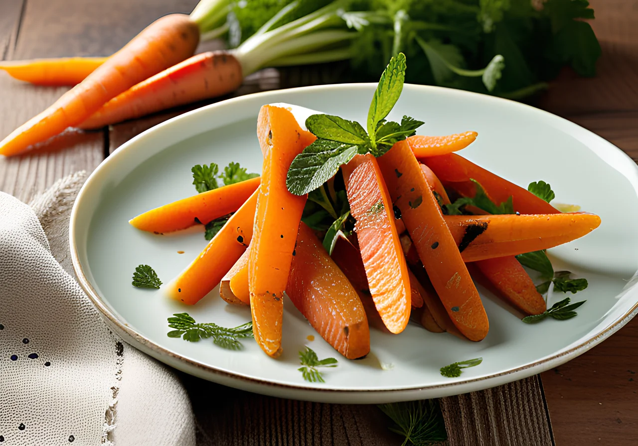 Mint Carrots with Lemon Sauce and Almonds
