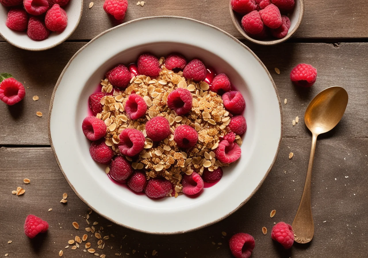 Rhubarb and Raspberry Crumble