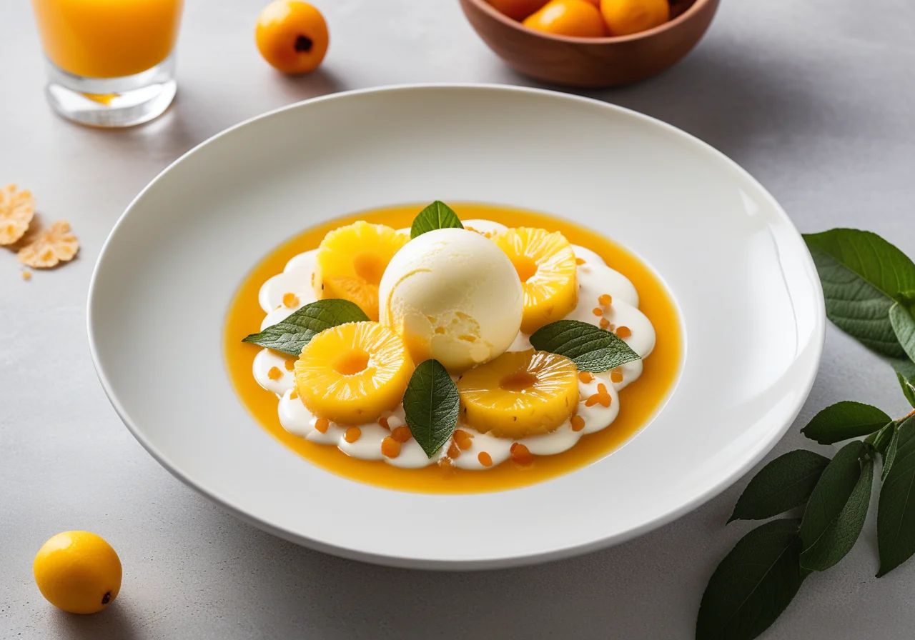 Pineapple Carpaccio with Sea Buckthorn Sauce