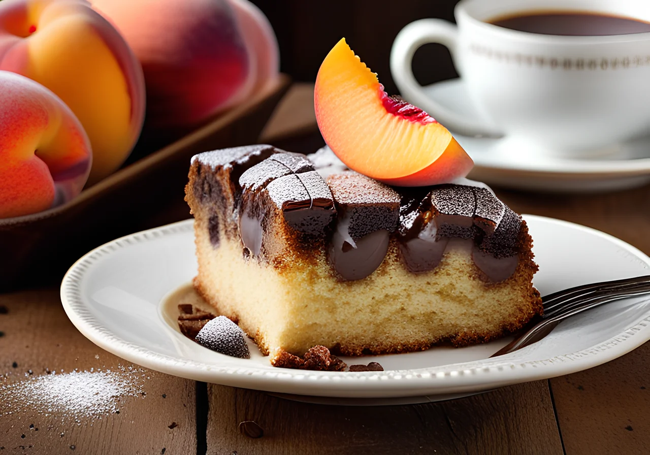 Coffee Cake with Chocolate and Peaches