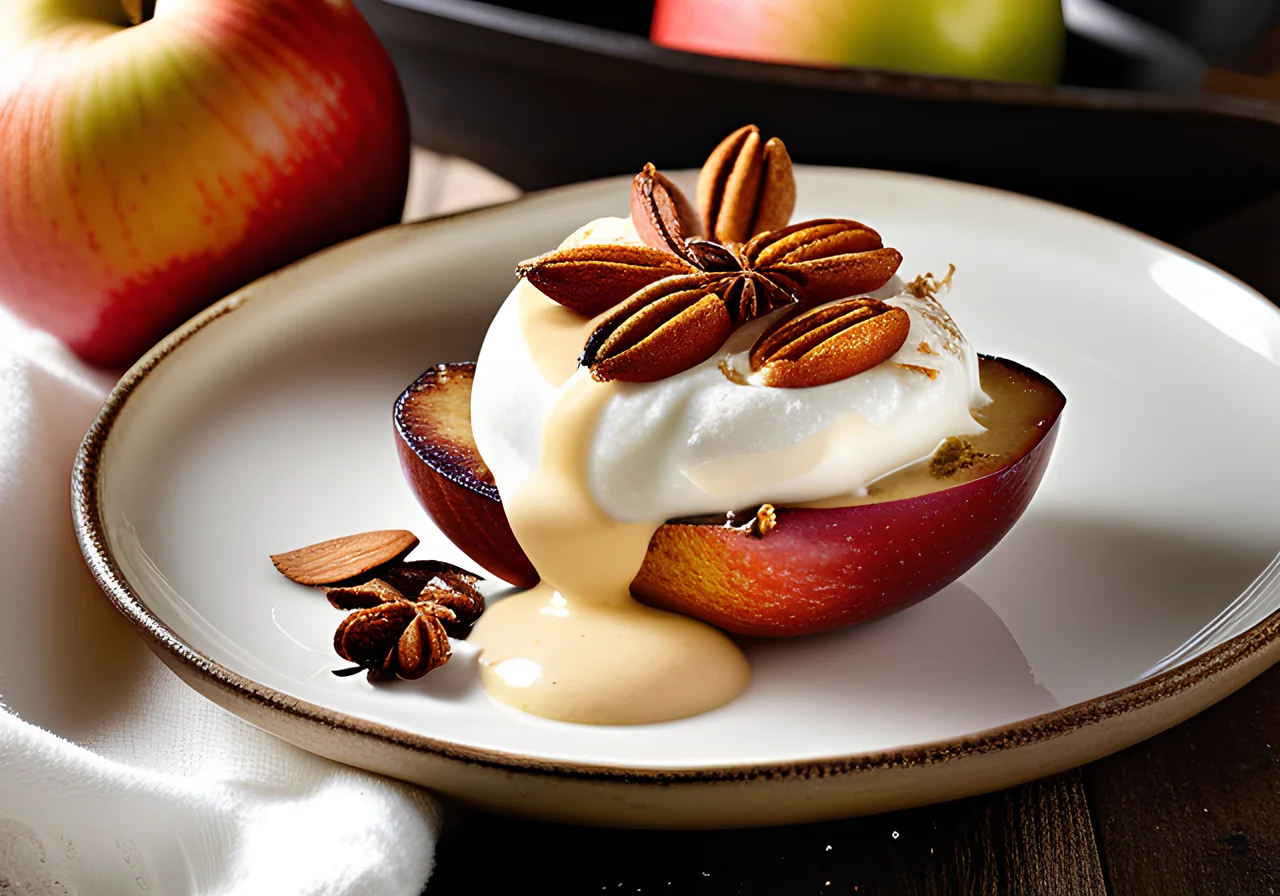 Baked Apples with Yogurt Sauce