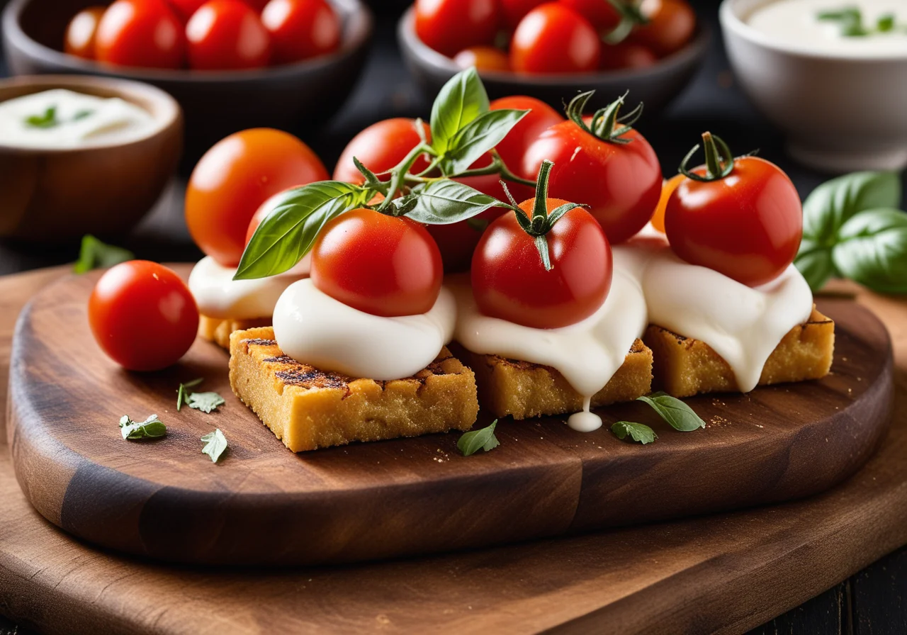Chickpea Fries with Tomato Mozzarella