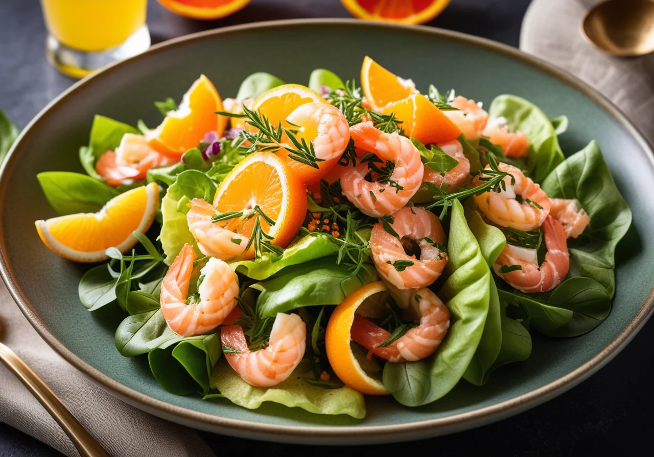 Smoked Salmon Salad with Orange and Shrimp