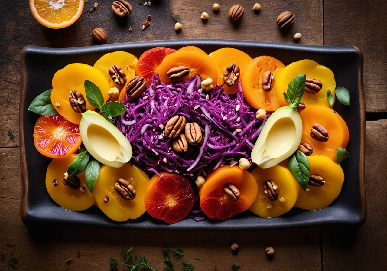 Colorful Raw Veggie Salad Plate