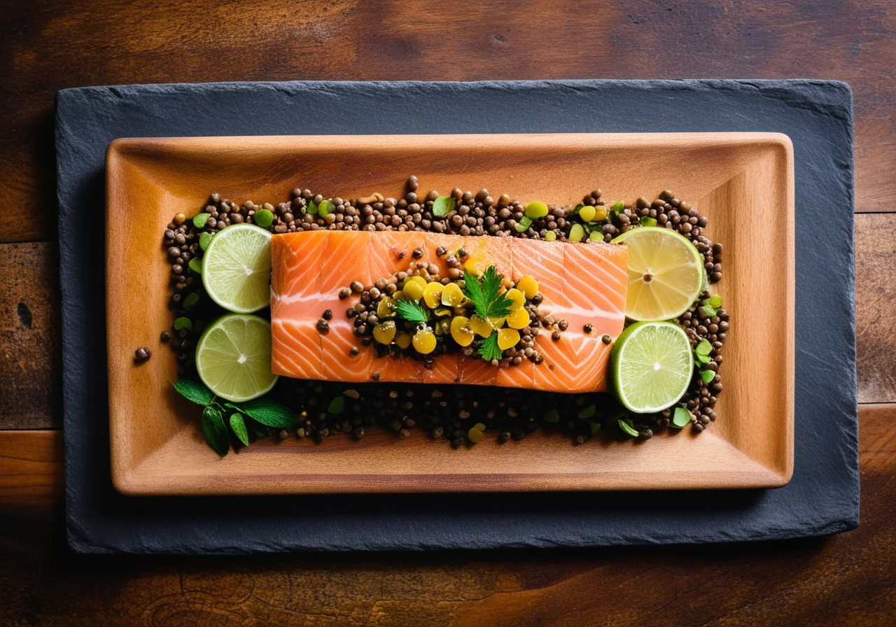 Salmon Tataki with Lentils