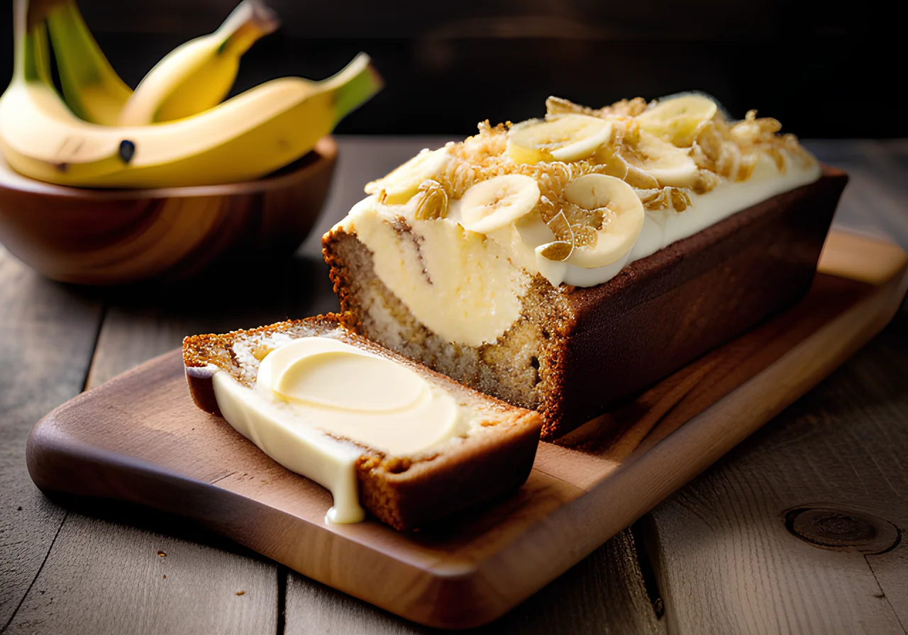 Banana Bread with Cheesecake Topping