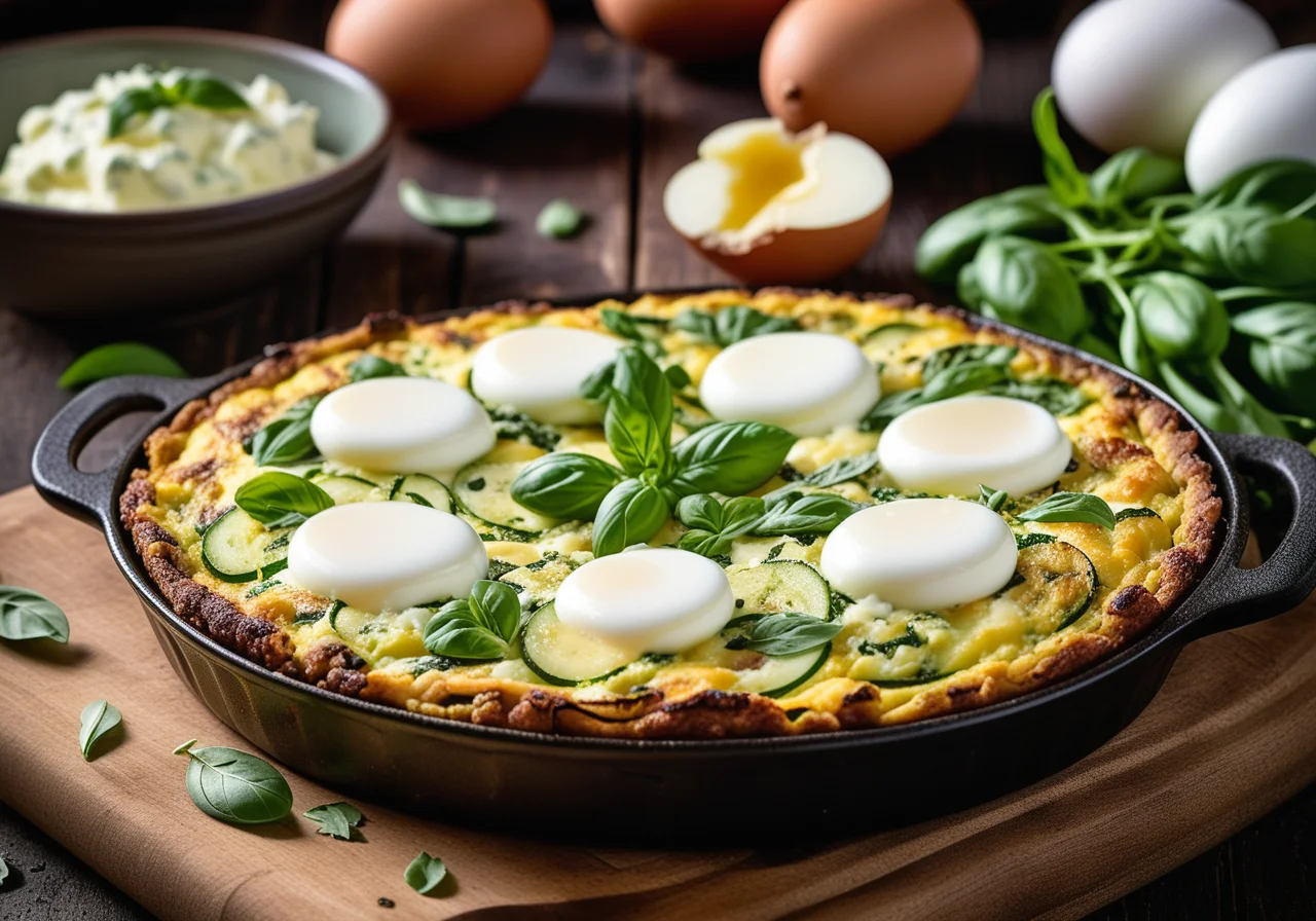 Pea Zucchini Frittata with Mozzarella