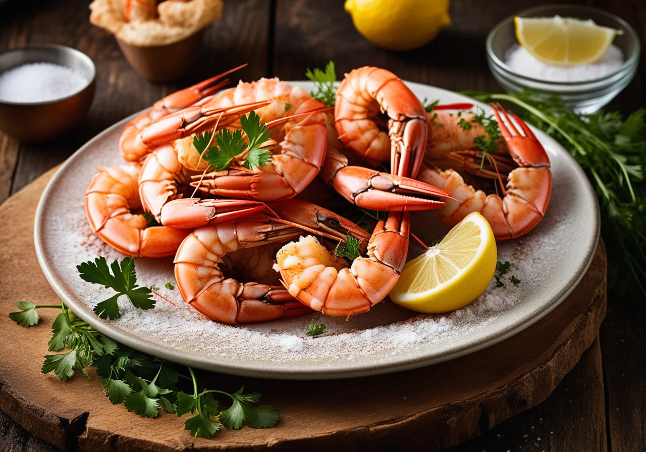 Large Prawns in Salt and Wine