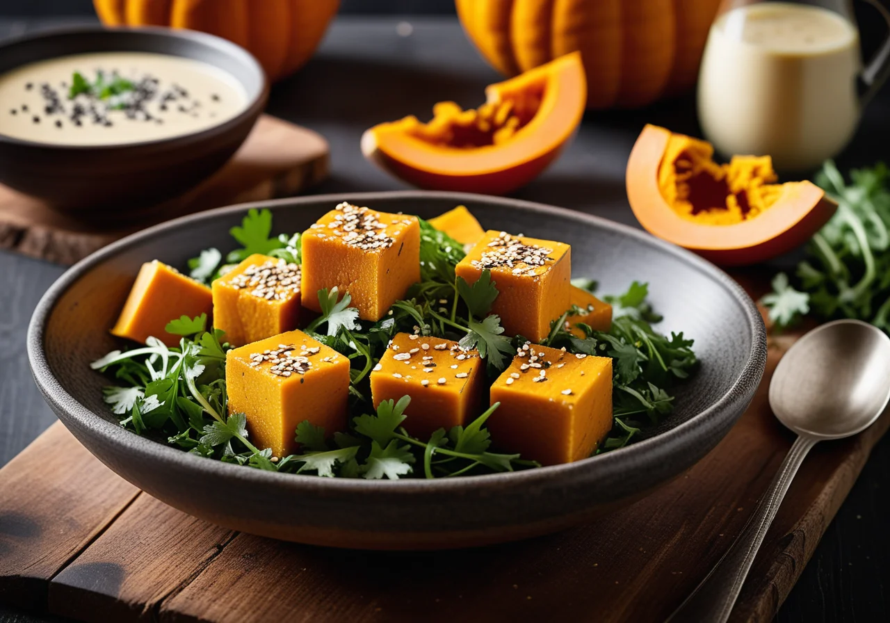 Baked Pumpkin with Sesame Dressing