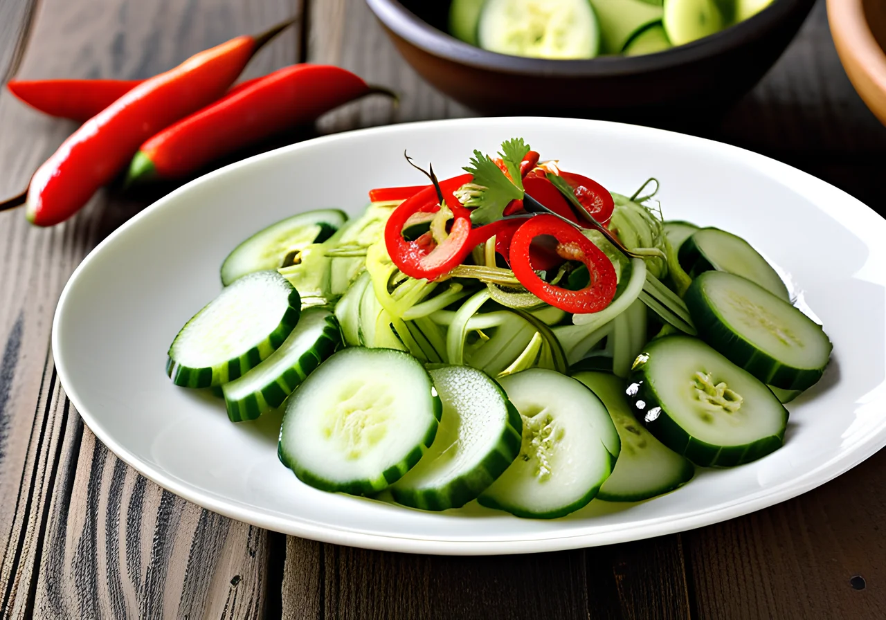 Spicy Cucumber Salad with Ginger and Coriander