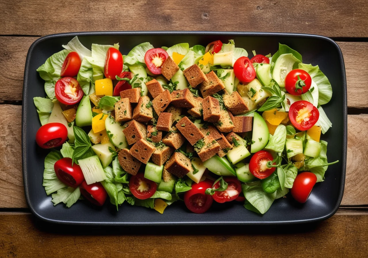 Colorful Bread Salad with Vegetables