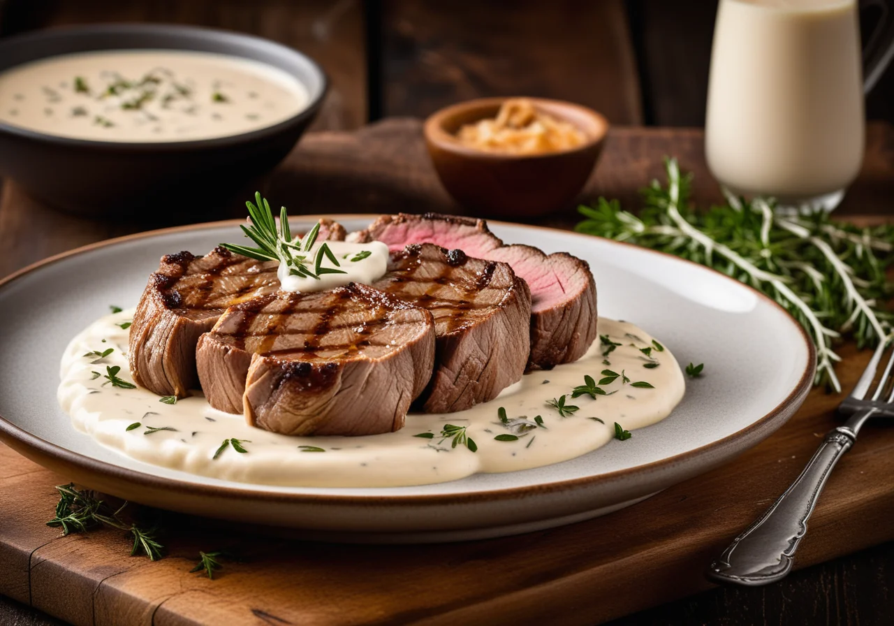 Schweinesteak mit Sahnesoße