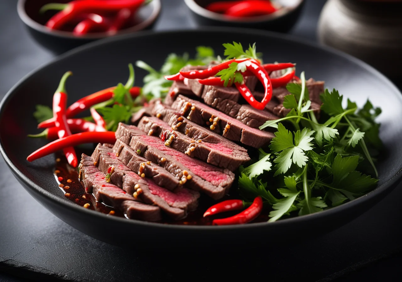 Spicy Beef with Coriander in Thai Style