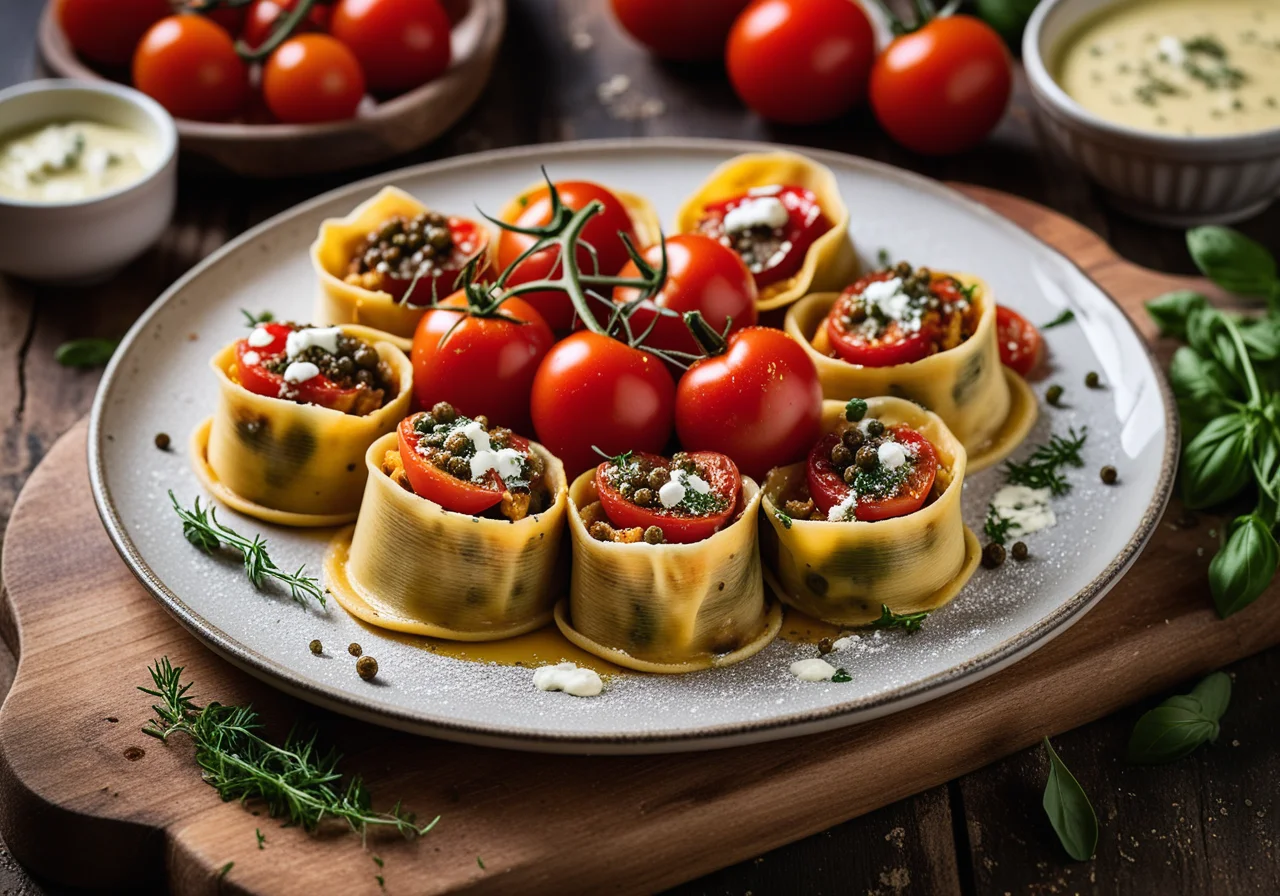 Stuffed Paccheri with Tuna, Capers and Tomatoes
