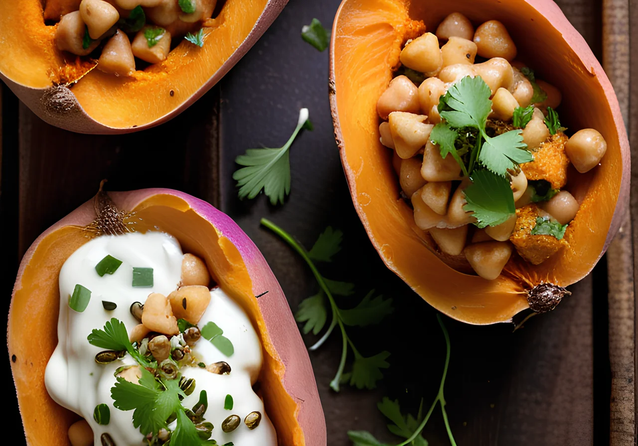 Stuffed Sweet Potatoes with Chickpeas